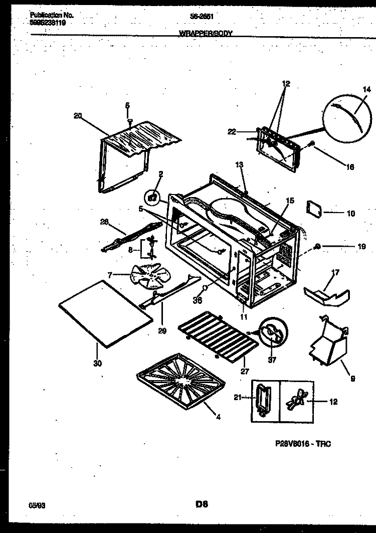 WRAPPER AND BODY PARTS Diagram and Parts List for 56-2651-10-04  Tappan Microwave