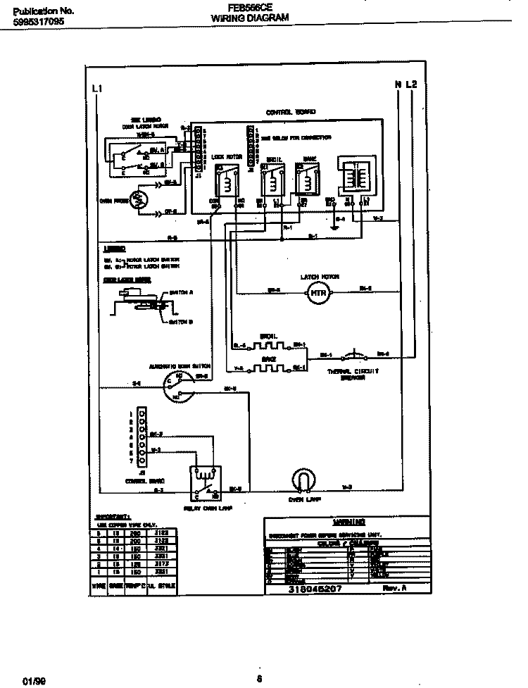 WIRING DIAGRAM Diagram and Parts List for FEB556CEBF  Frigidaire Wall Oven