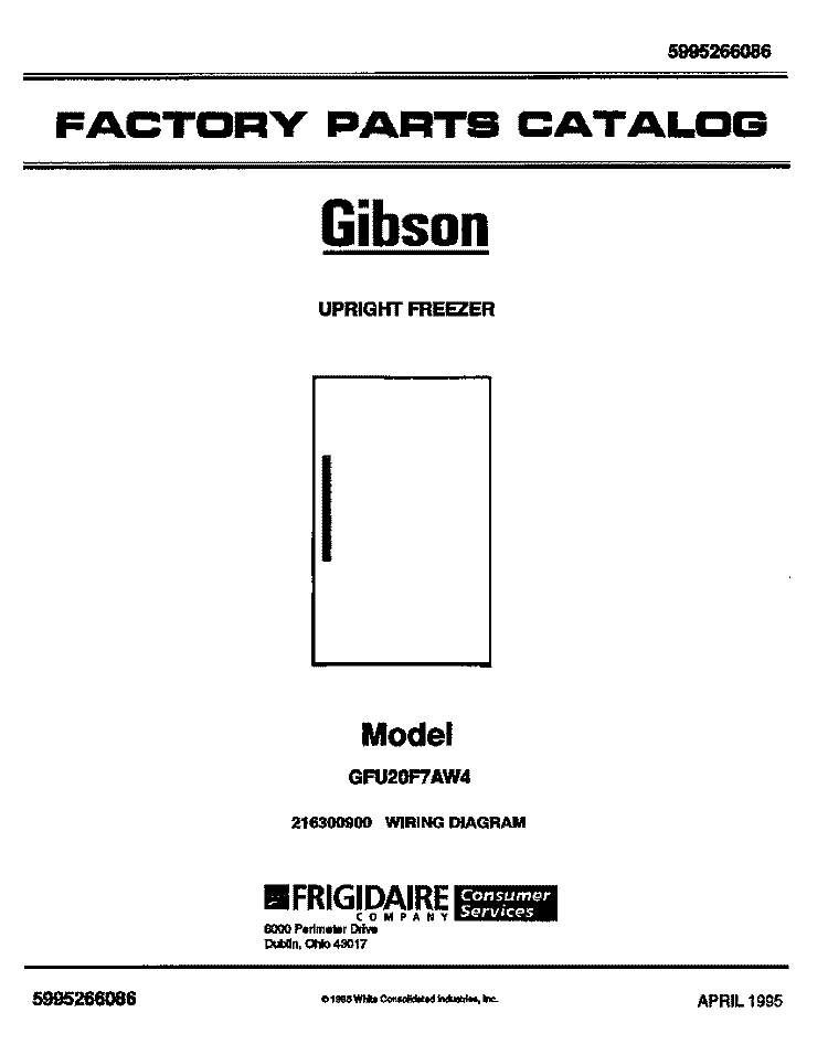 COVER Diagram and Parts List for GFU20F7AW4  Gibson Freezer