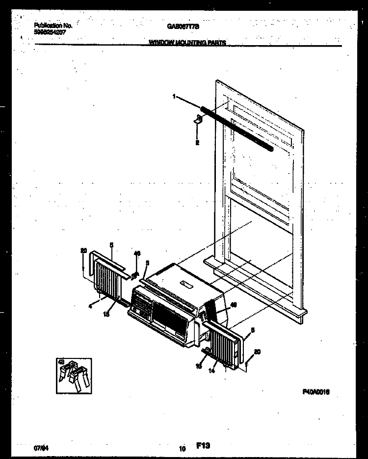 WINDOW MOUNTING PARTS Diagram and Parts List for GAB067T7B1  Gibson Air Conditioner