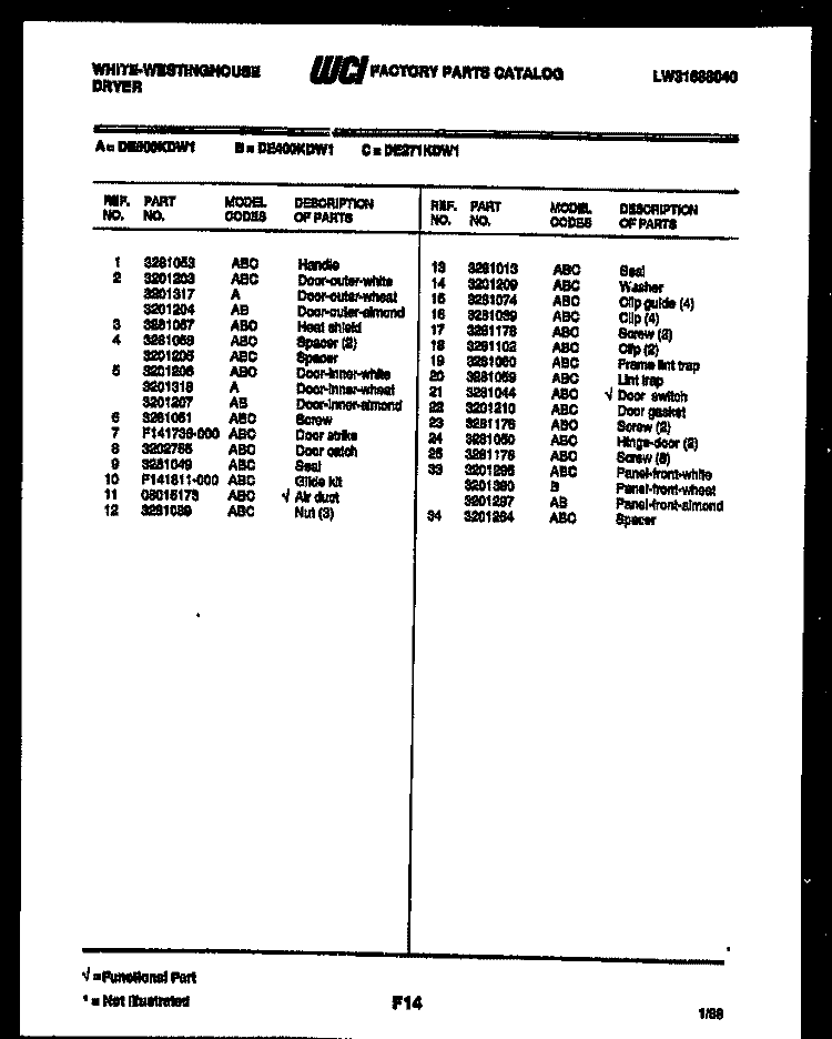 DRAWER PARTS Diagram and Parts List for KS540GDKW2  Frigidaire Range