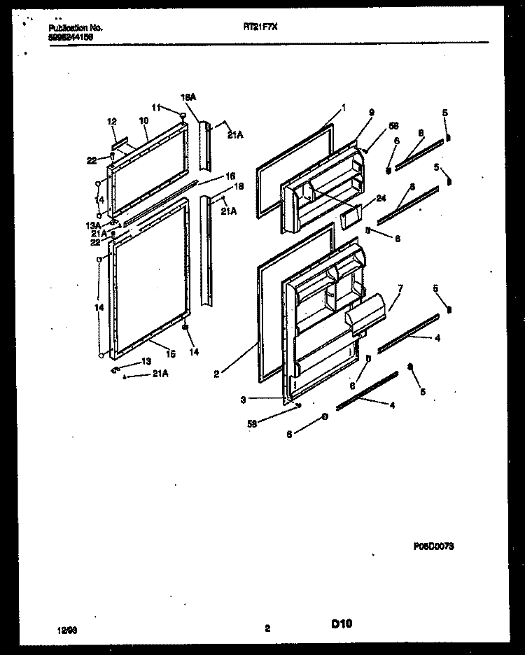 DOOR PARTS Diagram and Parts List for RT21F7WX3E  Gibson Refrigerator