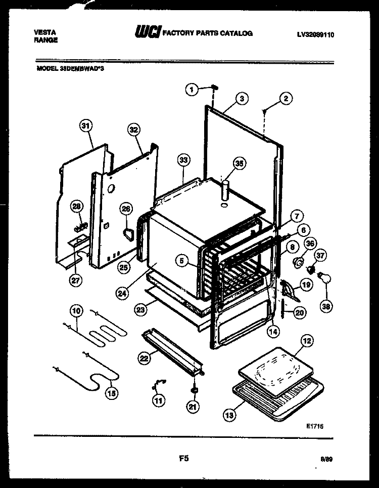 BODY PARTS Diagram and Parts List for 33DEMBWAD3  Tappan Range