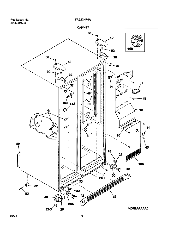 CABINET Diagram and Parts List for FRS23KR4AB7  Frigidaire Refrigerator