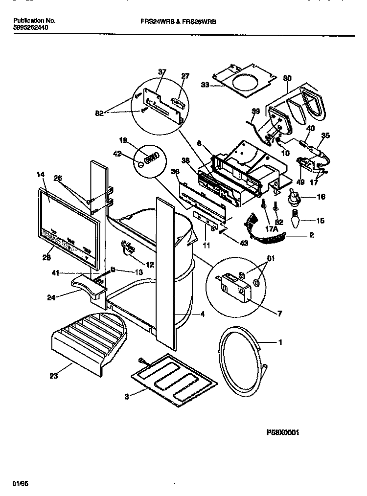 I & W DISPENSER (DOOR) Diagram and Parts List for FRS26WRBD1  Frigidaire Refrigerator