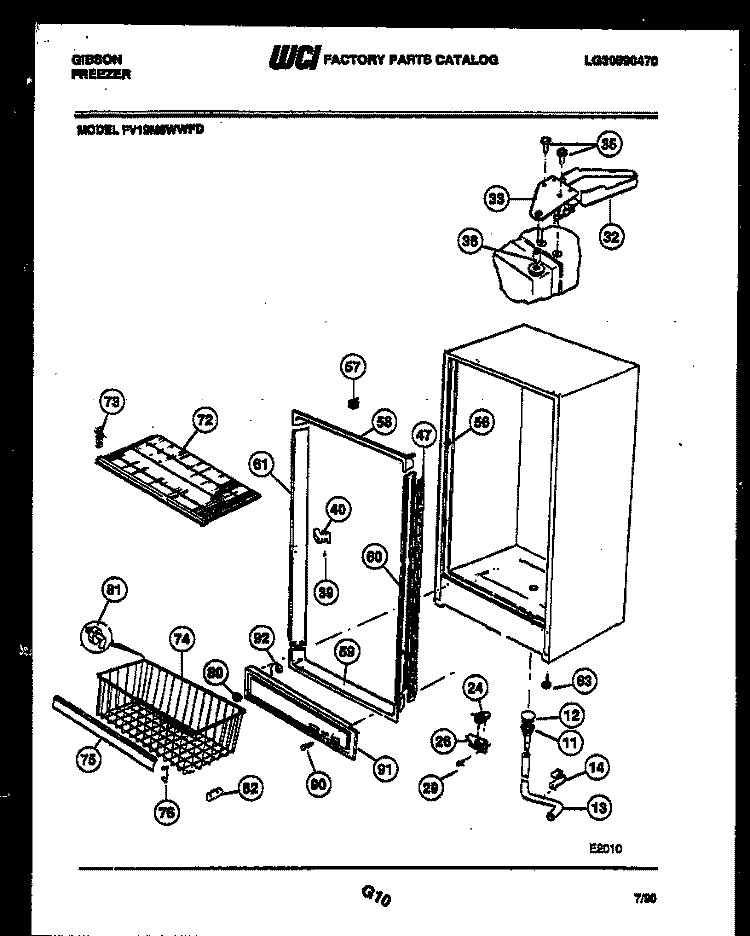 CABINET PARTS Diagram and Parts List for FV19M8WWFD  Gibson Freezer