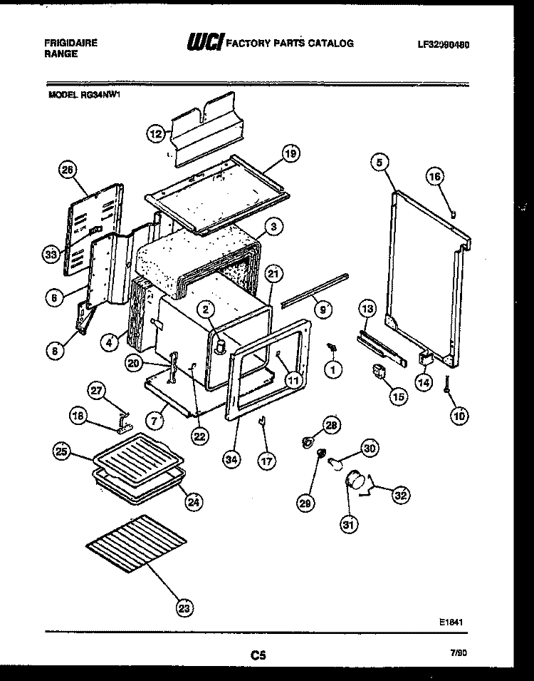 BODY PARTS Diagram and Parts List for RG34NW1  Frigidaire Range