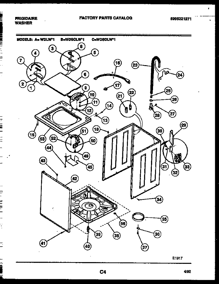 CABINET PARTS Diagram and Parts List for WDSCLW1  Frigidaire Washer