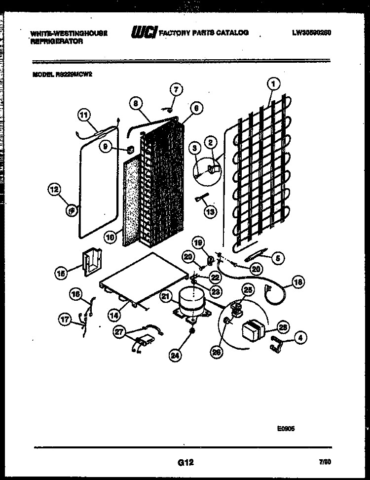 SYSTEM AND AUTOMATIC DEFROST PARTS Diagram and Parts List for RS229MCD2  Frigidaire Refrigerator