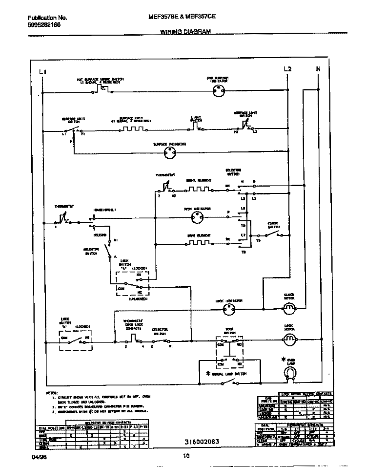 WIRING DIAGRAM Diagram and Parts List for MEF357BEWA  Uni Range