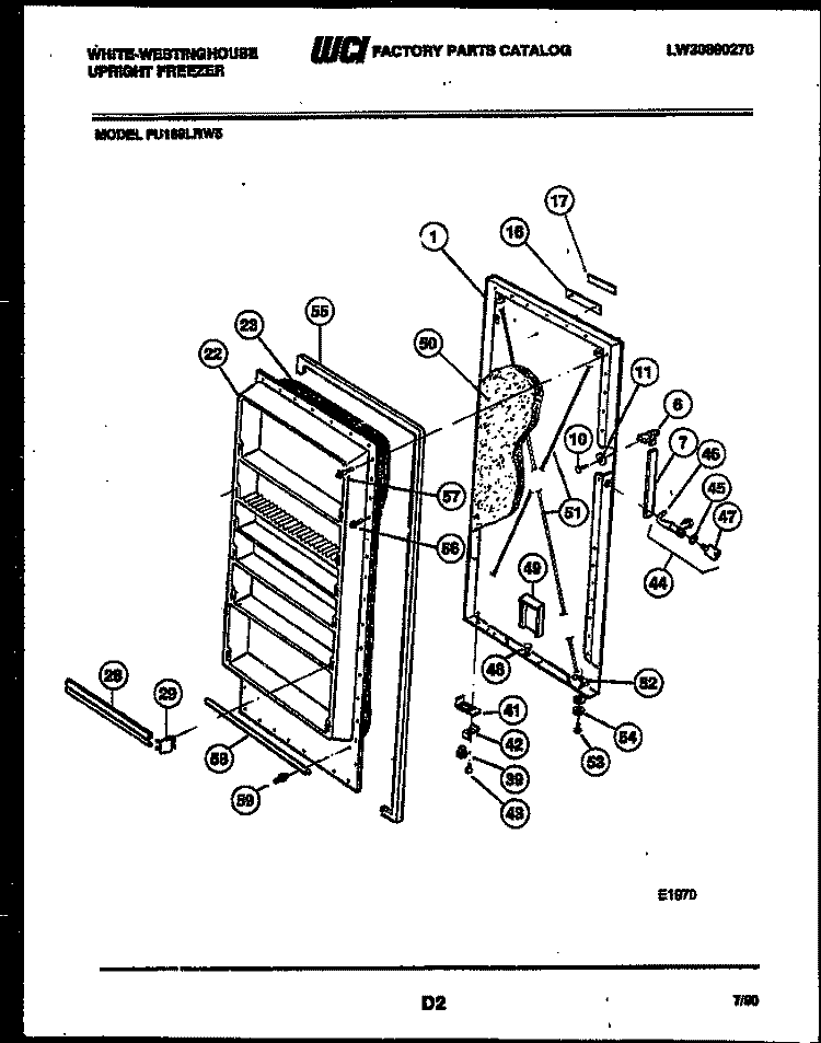DOOR PARTS Diagram and Parts List for FU169LRW5  Frigidaire Freezer