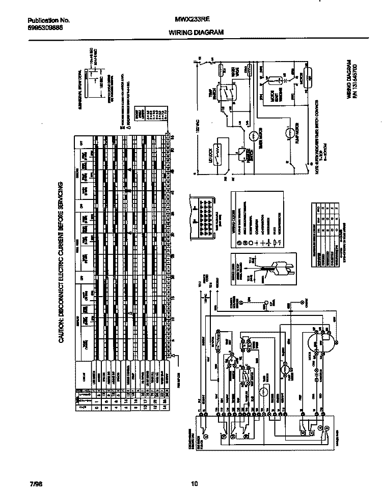 WIRING DIAGRAM Diagram and Parts List for MWX233RES2  Frigidaire Washer