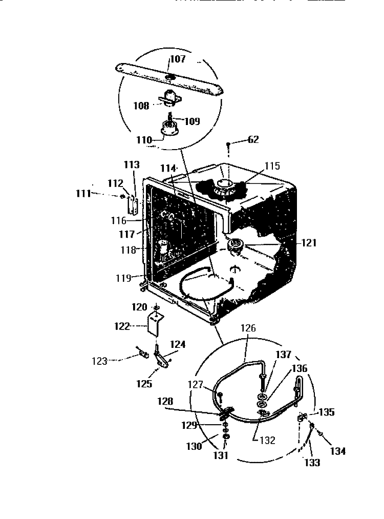 INNER TUB COMPONENTS Diagram and Parts List for SU900DXR5  Frigidaire Dishwasher