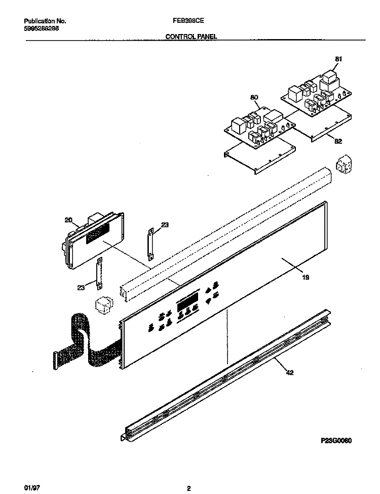 CONTROL PANEL Diagram and Parts List for FEB398CETB  Frigidaire Wall Oven