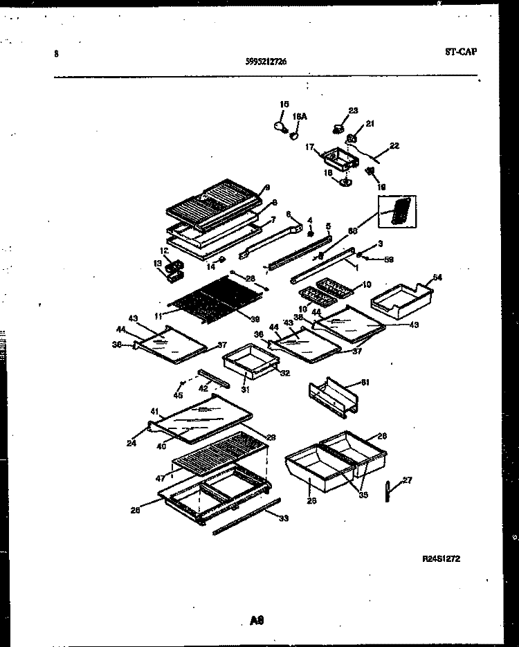 SHELVES AND SUPPORTS Diagram and Parts List for RT19F9WX3B  Gibson Refrigerator