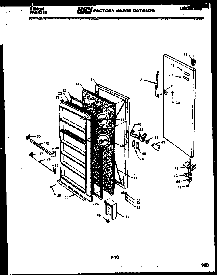 DOOR PARTS Diagram and Parts List for FV16M6WTFC  Gibson Freezer