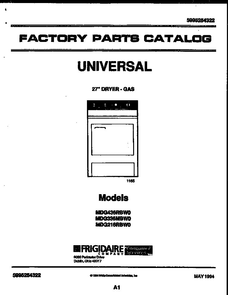 COVER Diagram and Parts List for MDG436RBW0  Tappan Dryer