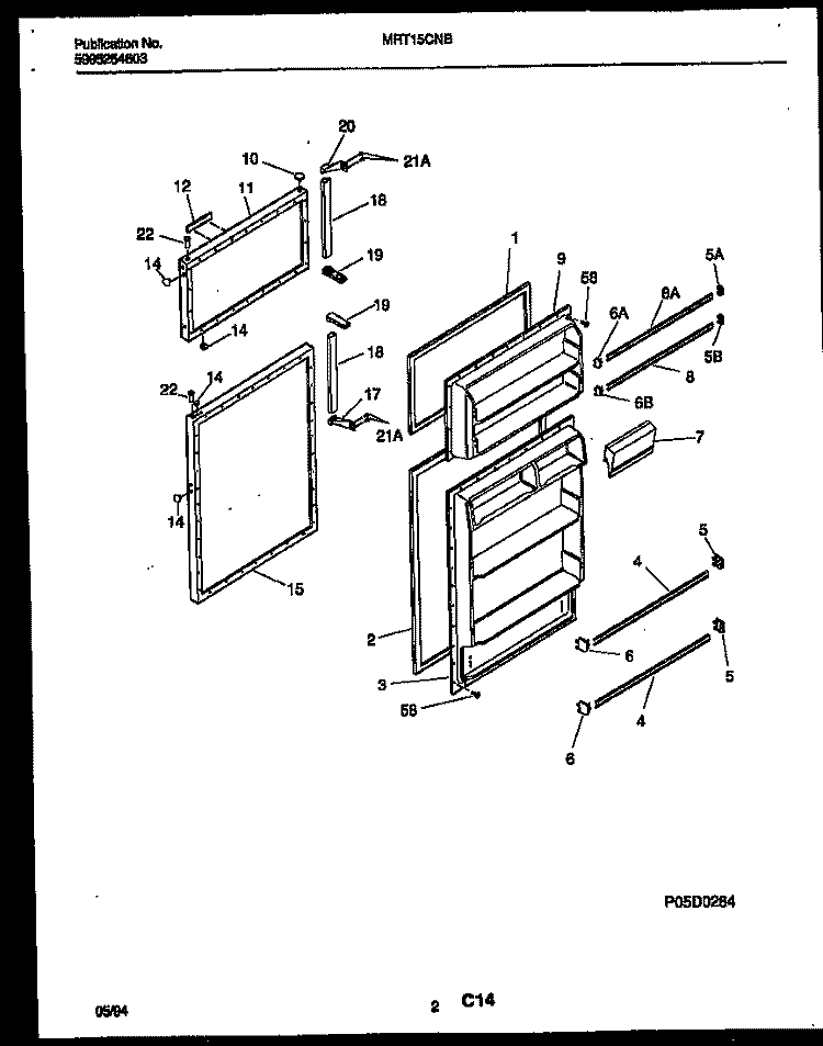 DOOR PARTS Diagram and Parts List for MRT15CNBD0  Frigidaire Refrigerator