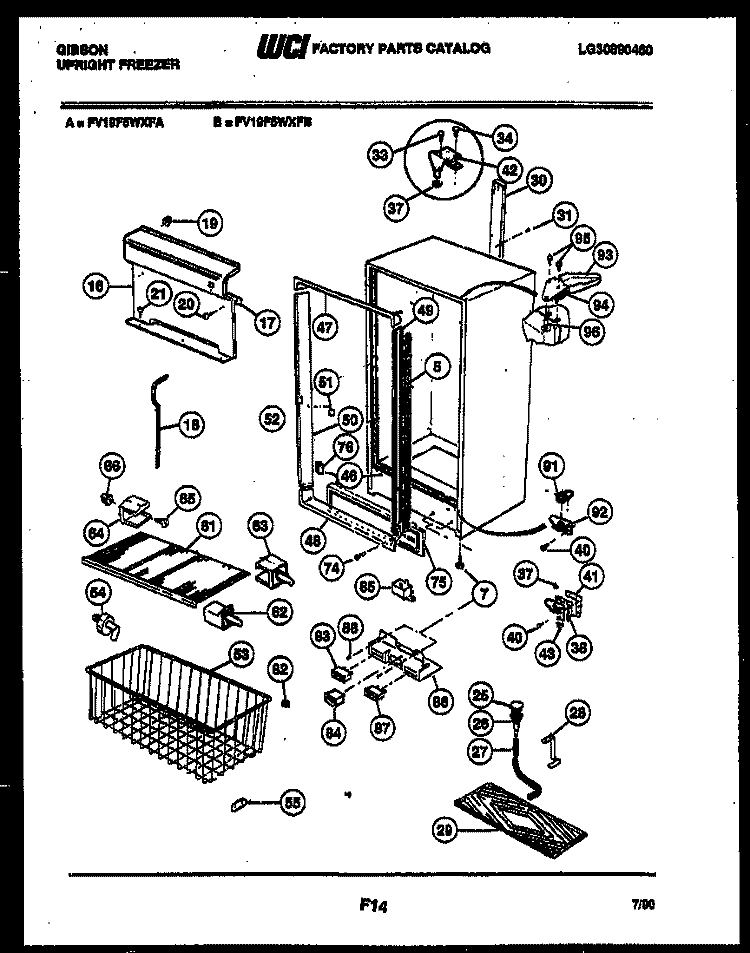 CABINET PARTS Diagram and Parts List for FV19F5WXFB  Gibson Freezer