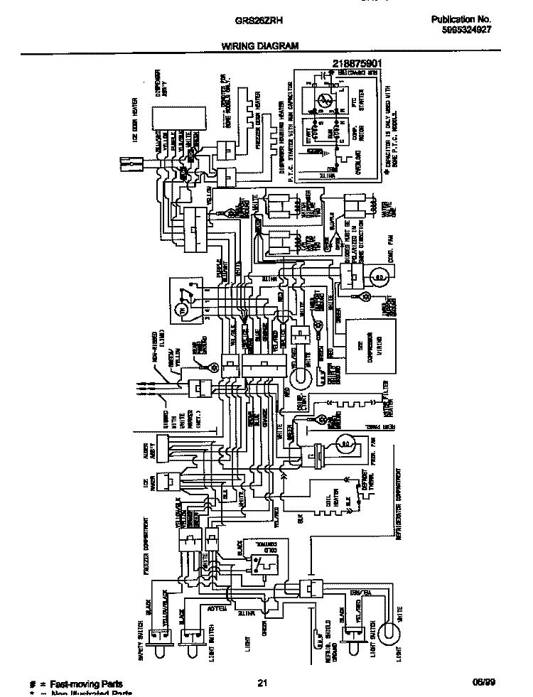 WIRING DIAGRAM Diagram and Parts List for GRS26ZRHW0  Gibson Refrigerator