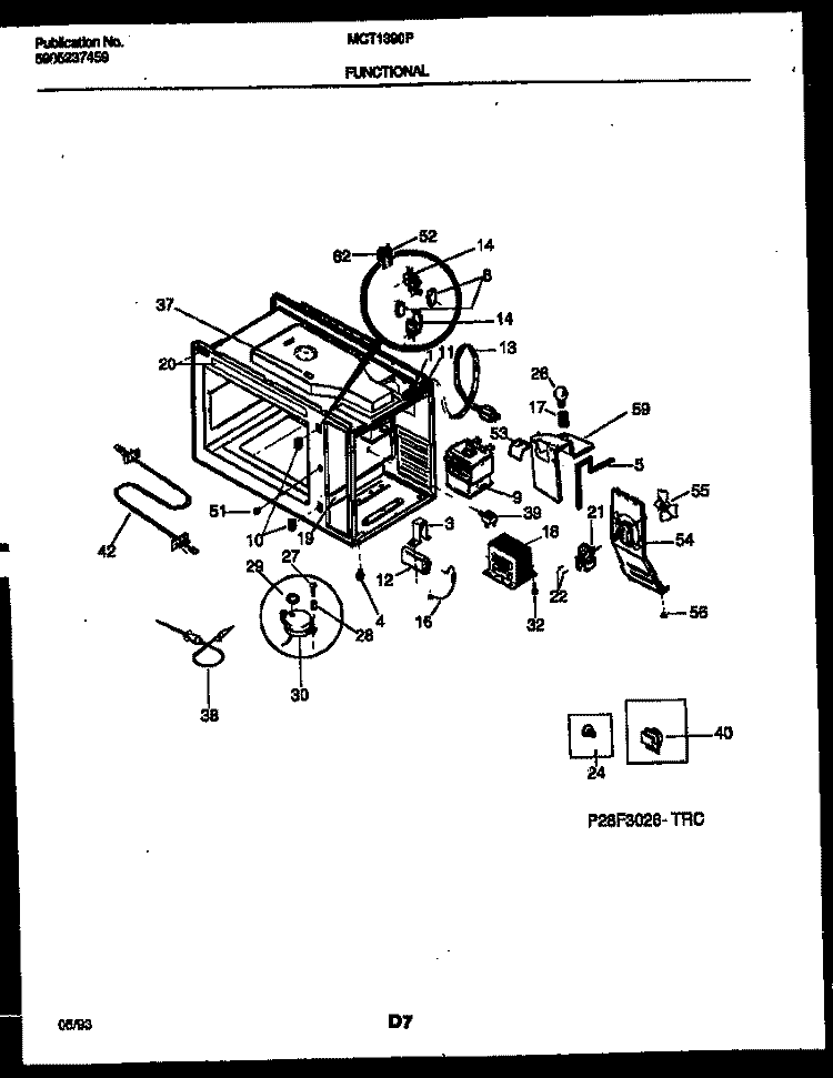 FUNCTIONAL PARTS Diagram and Parts List for MCT1390P4  Frigidaire Microwave