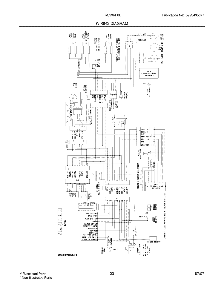 WIRING DIAGRAM Diagram and Parts List for FRS23KF6EM6  Frigidaire Refrigerator