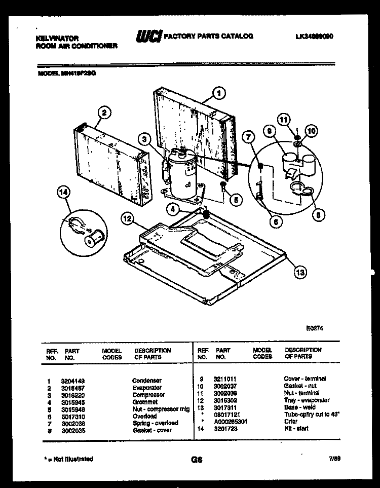 SYSTEM PARTS Diagram and Parts List for MH418F2SG  Kelvinator Air Conditioner