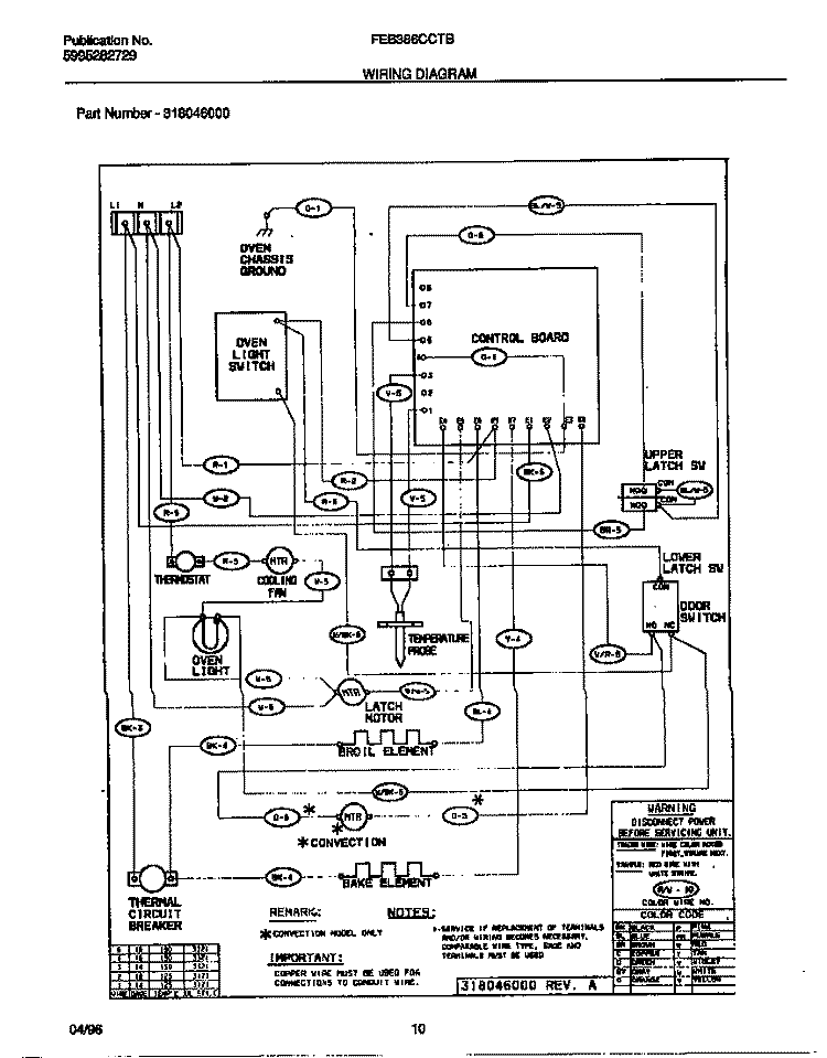 WIRING DIAGRAM Diagram and Parts List for FEB386CCTB  Frigidaire Wall Oven