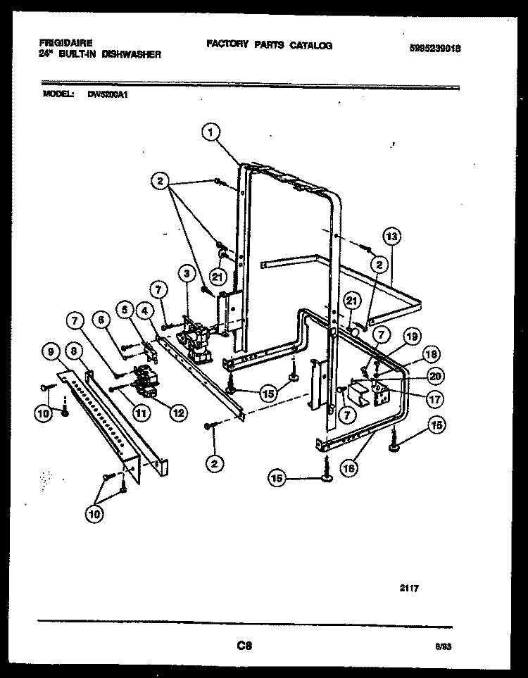 POWER DRY AND MOTOR PARTS Diagram and Parts List for DW5200A1  Frigidaire Dishwasher
