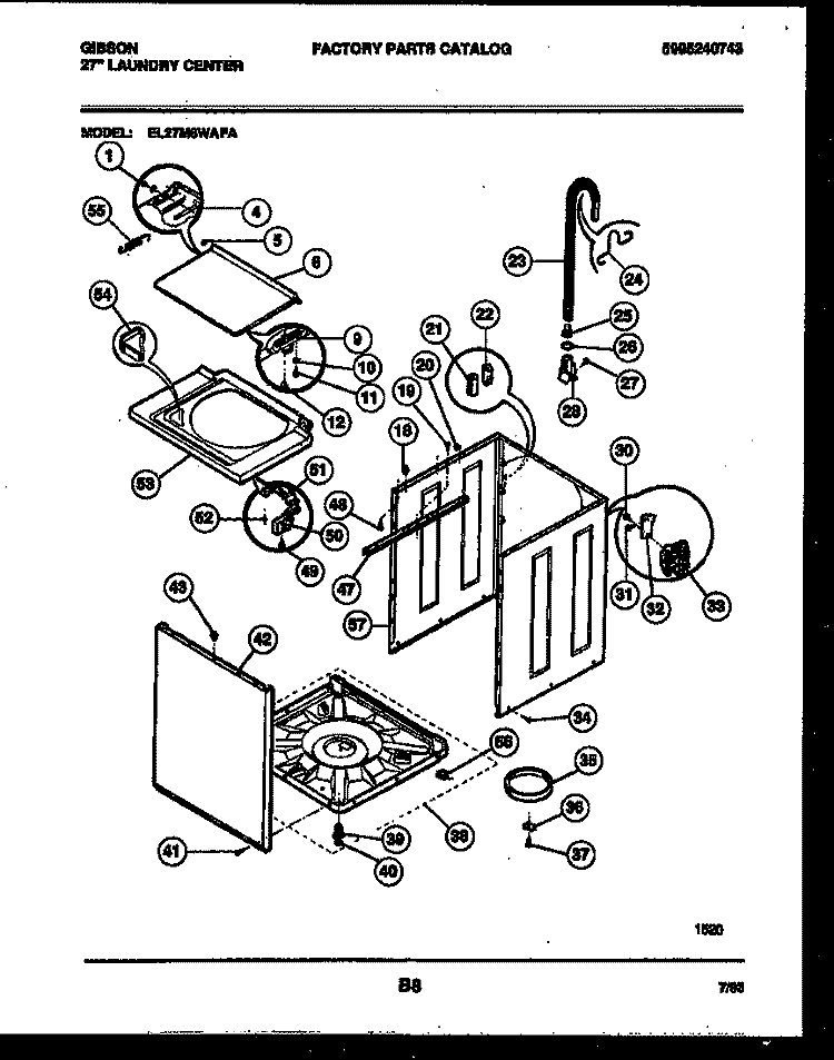 CABINET PARTS Diagram and Parts List for EL27M6WAFA  Gibson Washer Dryer Combo