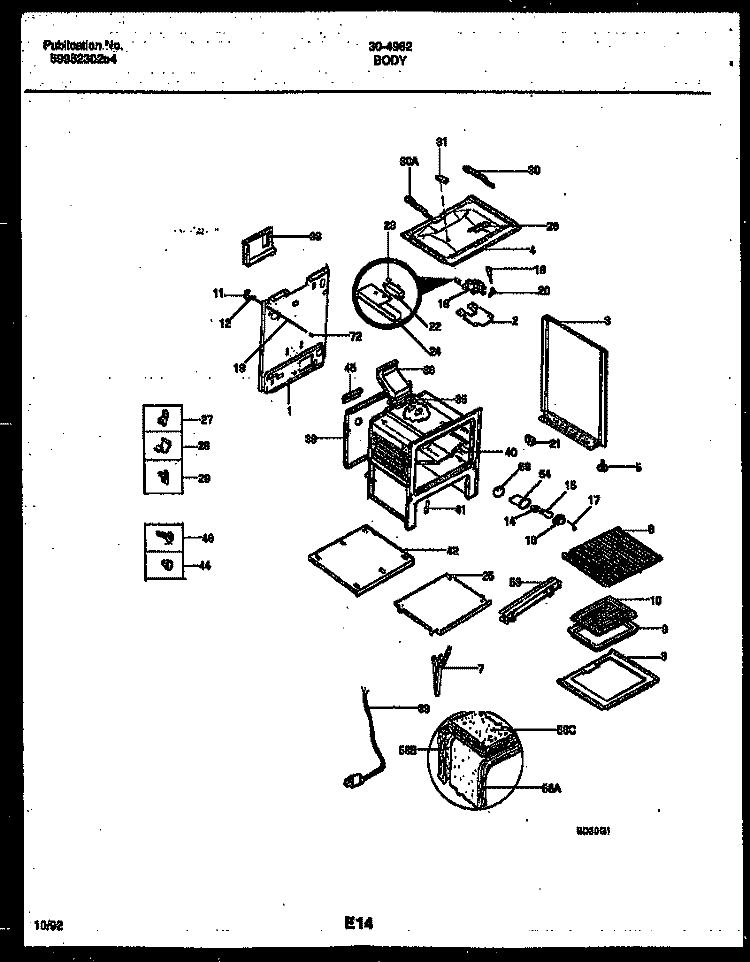 BODY PARTS Diagram and Parts List for 30-4962-23-01  Tappan Range