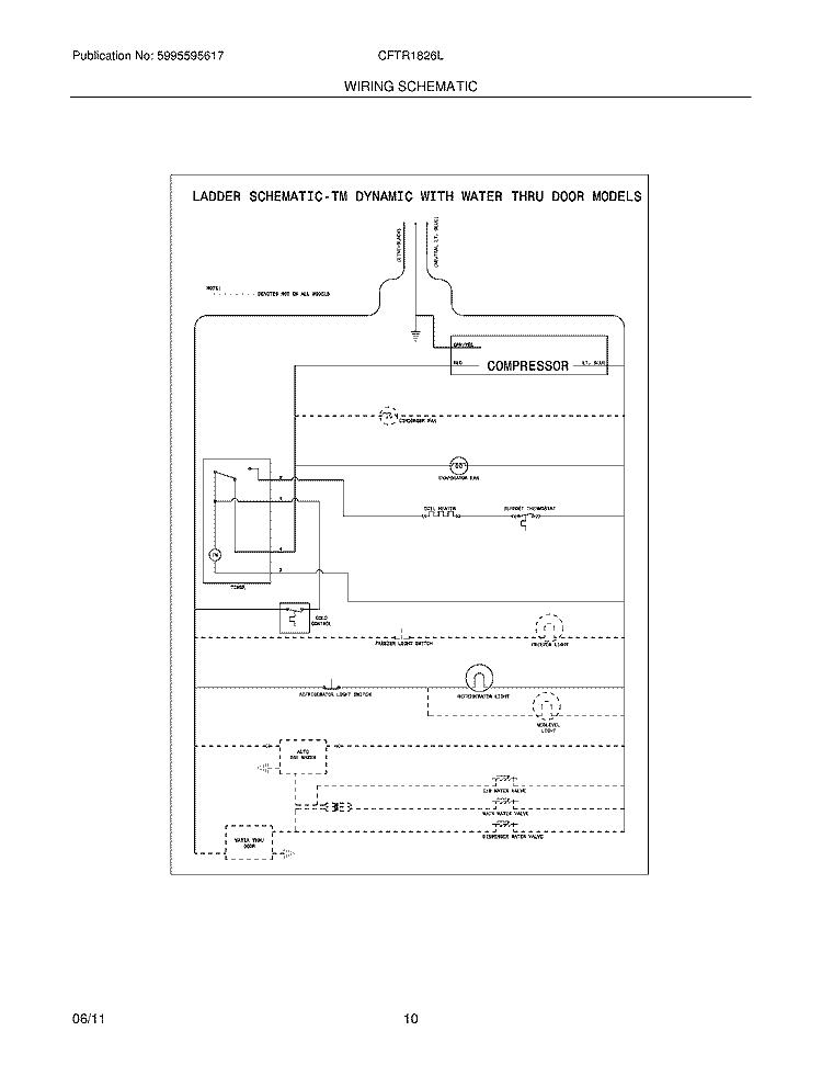 WIRING SCHEMATIC Diagram and Parts List for CFTR1826LM7  Frigidaire Refrigerator