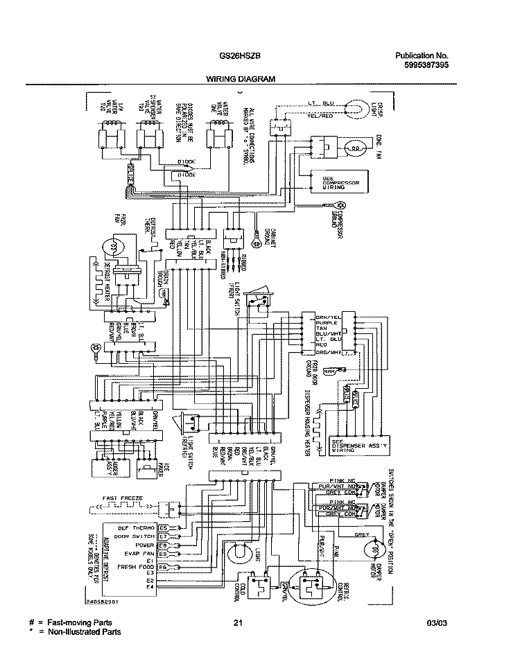 WIRING DIAGRAM Diagram and Parts List for GS26HSZBC3  Frigidaire Refrigerator