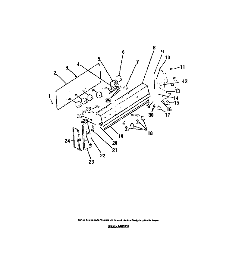 CONTROL PANEL, SWITCHES Diagram and Parts List for RA30BCW0  Frigidaire Range