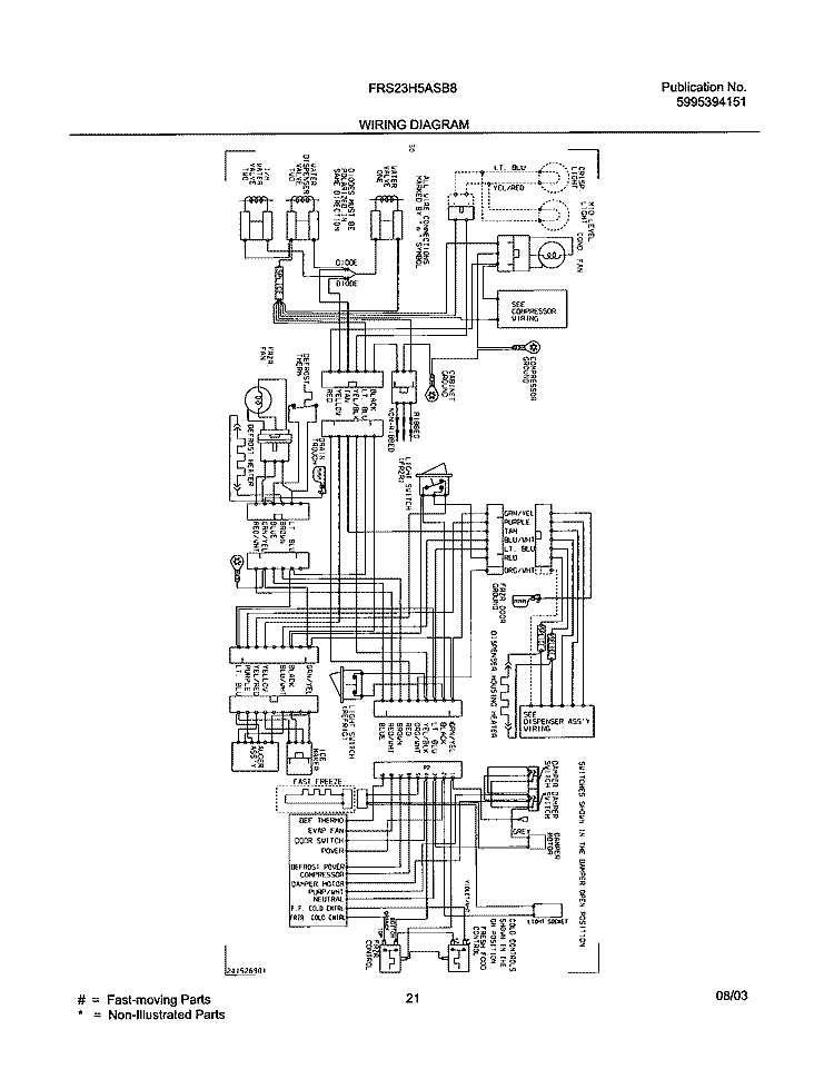 WIRING DIAGRAM Diagram and Parts List for FRS23H5ASB8  Frigidaire Refrigerator