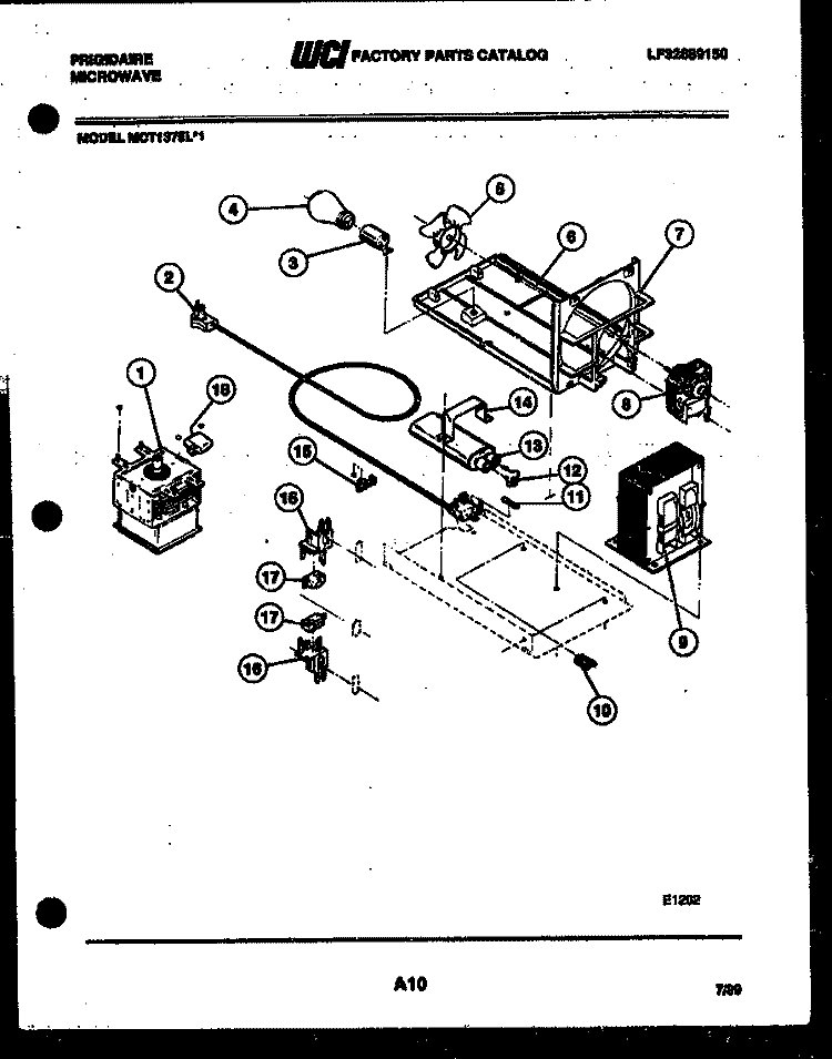 POWER CONTROL Diagram and Parts List for MCT1375L1  Frigidaire Microwave