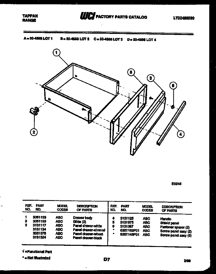 DRAWER PARTS Diagram and Parts List for 30-4688-00-04  Tappan Range