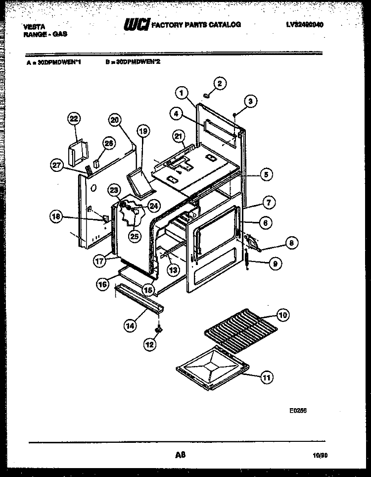 BODY PARTS Diagram and Parts List for 30DPMDWEN2-23  Tappan Range
