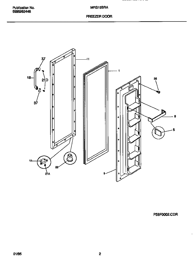FREEZER DOOR Diagram and Parts List for MRS19BRAW2  Uni Refrigerator