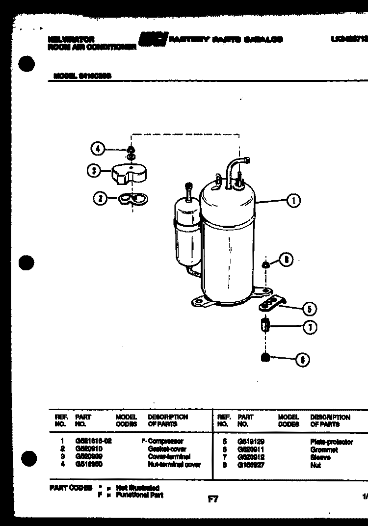 COMPRESSOR Diagram and Parts List for S418C2SB  Kelvinator Air Conditioner