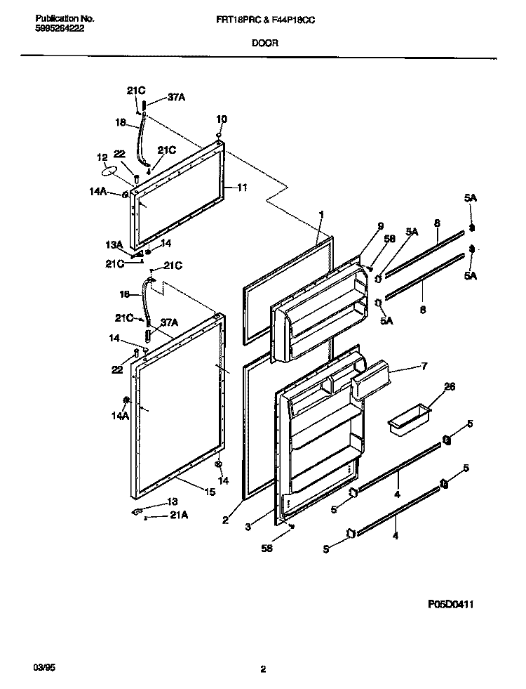 DOOR Diagram and Parts List for F44P18CCD0  Frigidaire Refrigerator