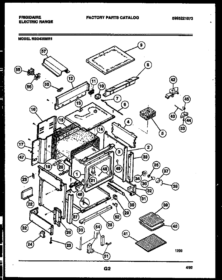 BODY PARTS Diagram and Parts List for REG435MRW1  Frigidaire Range