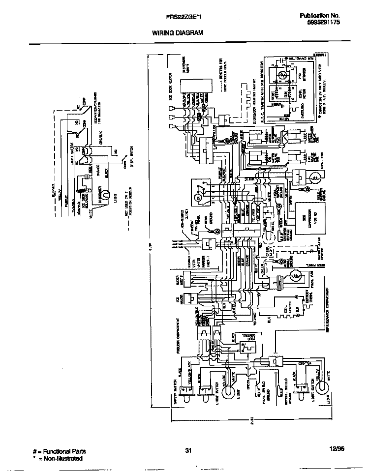 WIRING DIAGRAM Diagram and Parts List for FRS22ZGED1  Frigidaire Refrigerator