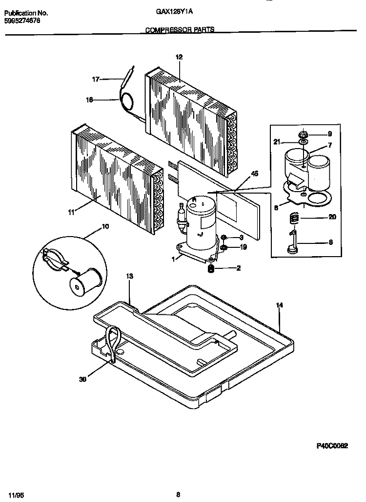 COMPRESSOR PARTS Diagram and Parts List for GAX128Y1A1  Gibson Air Conditioner
