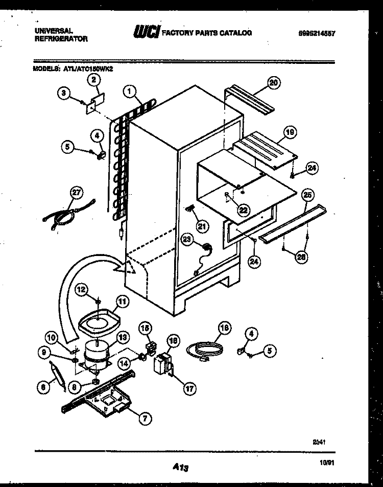 SYSTEM AND AUTOMATIC DEFROST PARTS Diagram and Parts List for ATC150WK2  Tappan Refrigerator