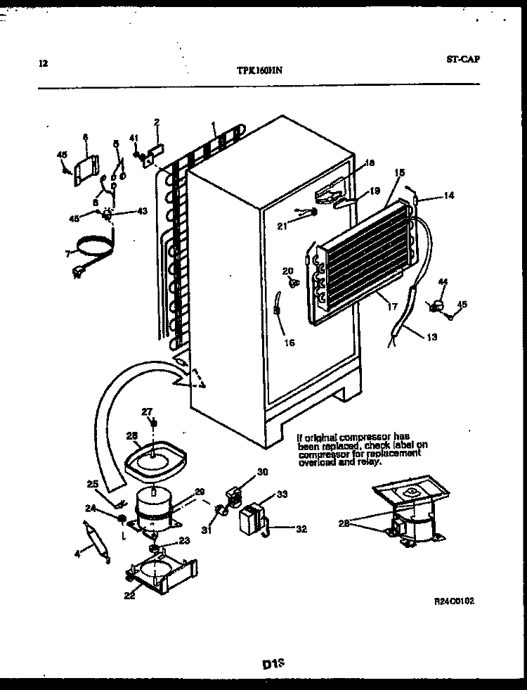 SYSTEM AND ELECTRICAL PARTS Diagram and Parts List for TPK160HN0T  Kelvinator Refrigerator