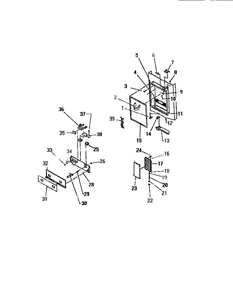 ICE DOOR & WATER TANK Diagram and Parts List for FMW240AN5D  Kelvinator Refrigerator