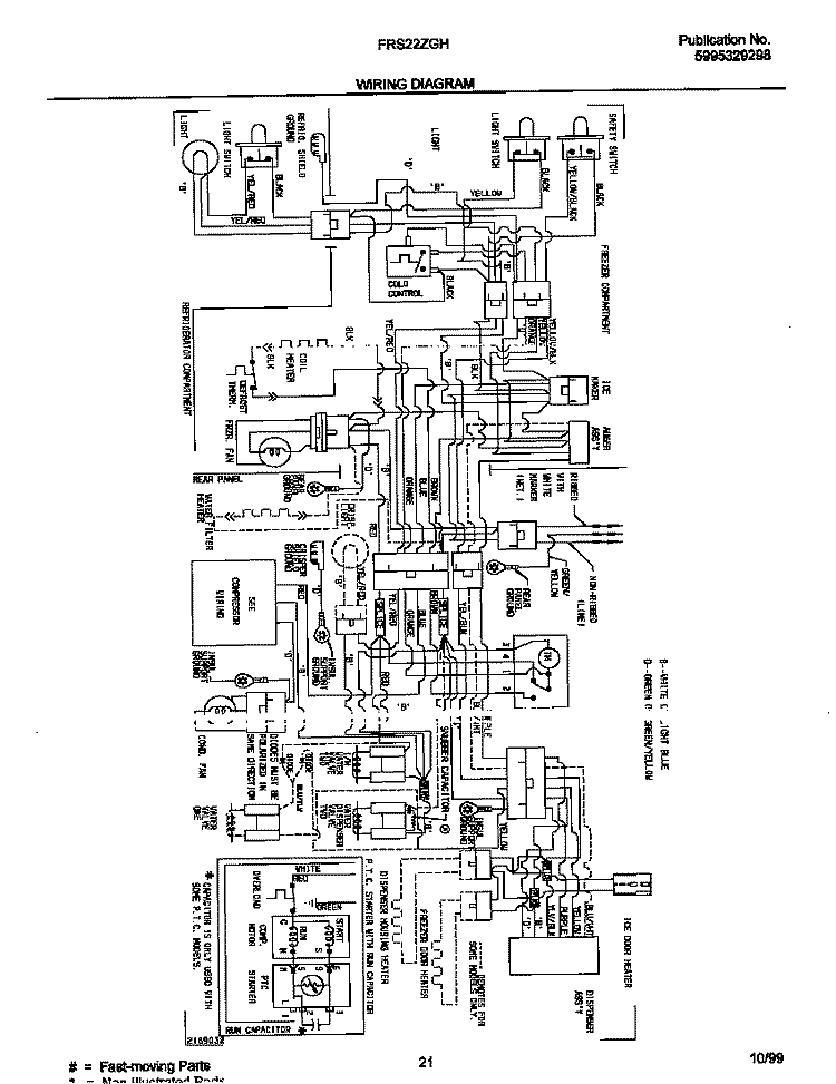WIRING DIAGRAM Diagram and Parts List for FRS22ZGHD3  Frigidaire Refrigerator