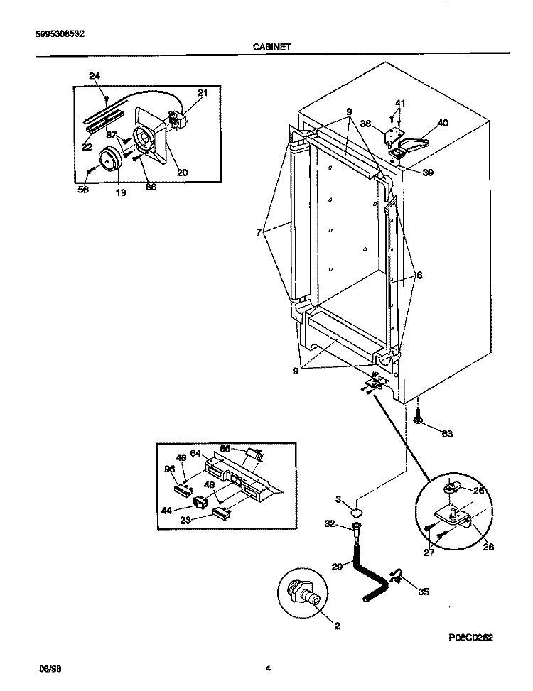 CABINET Diagram and Parts List for FFU12M5GW0  Frigidaire Freezer