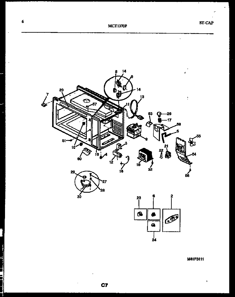 FUNCTIONAL PARTS Diagram and Parts List for MCT1370P2  Frigidaire Microwave